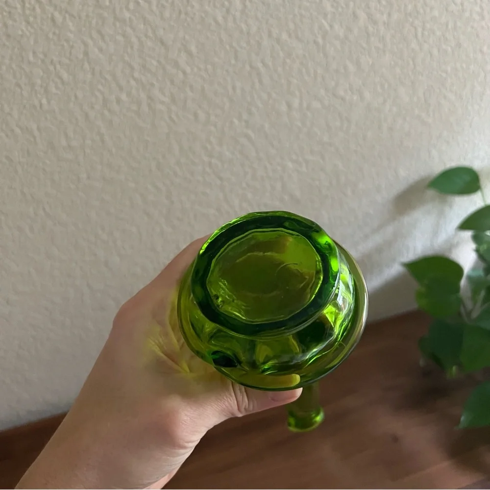 Unique Vintage Vintage Kanawha Green Optical Swung Vase With Spiral Rope Detai